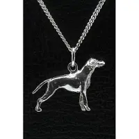 MOOYE ® - Collectie Zilveren Vizsla staande hond korthaar met staart ketting hanger - groot