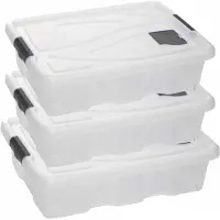 Hega hogar opbergbox - 3x - transparant/blauw- 28 liter - 62 x 45 x 17 cm - kunststof - opbergdoos - opbergbak
