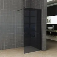 Diamond Line Inloopdouche 140x200cm Antikalk Rookglas 8mm Mat Zwart Veiligheidsglas