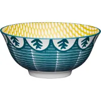 Kitchencraft kom Leafy Green 15,7 cm keramiek petrolblauw/geel