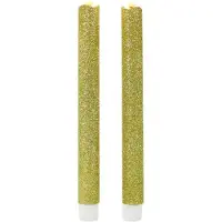 Magic Flame dinerkaarsen Glitter led 25,5 cm wax goud 2 stuks