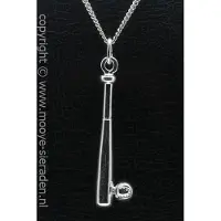 MOOYE ® - Collectie Zilveren Honkbalknuppel met bal XL ketting hanger