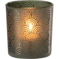 J-Line windlicht Boog - glas - groen - small - 4 stuks