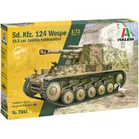 Italeri Modelbouwpakket Militaire voertuigen - 7061 SD.KFZ.124 Wespe Tank Plastic - 1:72 - Modelbouw