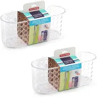 PlasticForte Doucherekje - 3x - met zuignappen - transparant - 26 x 12 cm - badrekje