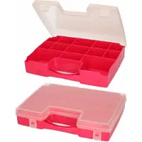 PlasticForte 3x opbergkoffertje - 13-vaks - roze - opbergkoffer - sorteer box - 27,5 x 20,5 x 3 cm