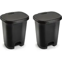 PlasticForte Pedaalemmer - 2x stuks - zwart - 18L - 33x28x40 cm - kunststof - prullenbak
