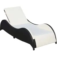 vidaXL Ligbed met kussen poly rattan zwart