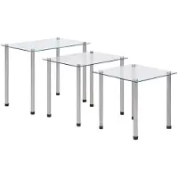 vidaXL 3-delige Tafeltjesset gehard glas transparant