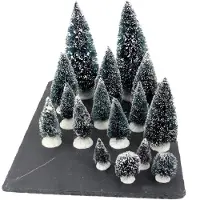 Svenska Living Mini Kerstboompjes Pak A 16 Stuks Groen groen Kunststof Kerstdorp