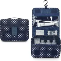 Travel - Toilettas/Cosmeticatas - Unisex - Ophangbaar - Blauw gestipt