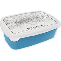 MuchoWow Broodtrommel Blauw - Lunchbox - Brooddoos - Berlin - Plattegrond - Kaart - Stadskaart - 18x12x6 cm - Kinderen - Jongen