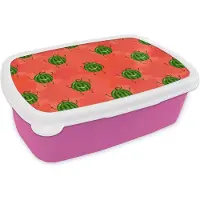 MuchoWow Broodtrommel Roze - Lunchbox - Brooddoos - Meloen - Patronen - Kawaii - 18x12x6 cm - Kinderen - Meisje