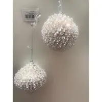 Christmas House Set van 2 goudkleurig kerstballen 8cm ornamenten Laylah imitatie edelstenen