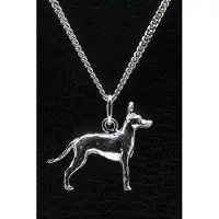 MOOYE ® - Collectie Zilveren Black and tan toy terrier ketting hanger - groot