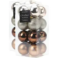 Christmas Decoration 32x stuks kerstballen mix herfstkleuren glans/mat/glitter kunststof diameter 5 cm - Kerstboom versiering