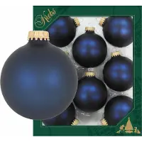 Krebs Kerstballen - 24x st - donkerblauw - glas - 7 cm - Kerstversiering - kerstdecoratie
