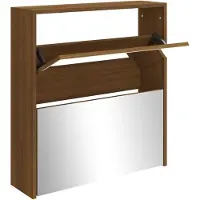 vidaXL Schoenenkast met spiegel 2-laags 63x17x67 cm bruineiken