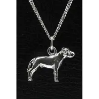 MOOYE ® - Collectie Zilveren Amerikaanse bulldog ongecoupeerd met staart ketting hanger - groot