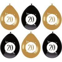 Haza Ballonnen - 20 jaar - leeftijd verjaardag - 12x stuks - 30 cm - versiering - feestartikelen - zwart/goud