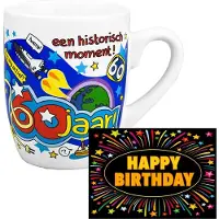 Paper Dreams Grappige verjaardag mok/beker 60 jaar fun tekst 300 ml + wenskaart Happy Birthday