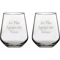 Pasabahce Drinkglas gegraveerd - 42,5cl - Le Plus Sympa des Frères & La Plus Sympa des Soeurs