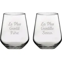 Pasabahce Drinkglas gegraveerd - 42,5cl - Le Plus Gentil Frère & La Plus Gentille Soeur