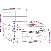 vidaXL Boxspring met matras stof crèmekleurig 140x190 cm