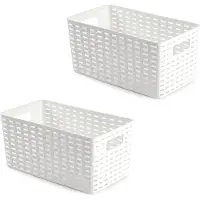 PlasticForte Opbergmand - 12x - Kastmand - rotan kunststof - wit - 5 Liter - 15 x 28 x 13 cm