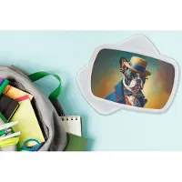 MuchoWow Broodtrommel Wit - Lunchbox - Brooddoos - Hond - Kleding - Accessoires - Verf - Portret - 18x12x6 cm - Volwassenen