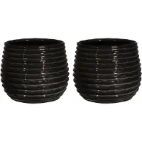 Ideas 4 Seasons Ideas4seasons Bloempot/plantenpot - 2x - zwart - voor kamerplant - D16 x H13 cm - Plantenpotten