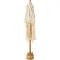 J-Line parasol Lang Franjes - hout - wit