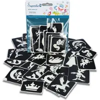 Superstar Glitter tattoo's sjablonen | 24 stuks | superstar | fairytale (zwart en wit)