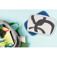 MuchoWow Broodtrommel Blauw - Lunchbox - Brooddoos - Abstract - Vormen - Zwart - Cirkels - 18x12x6 cm - Kinderen - Jongen