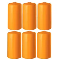 Enlightening Candles 8x Oranje cilinderkaarsen/stompkaarsen 6 x 15 cm 58 branduren - Geurloze kaarsen oranje - Woondecoraties