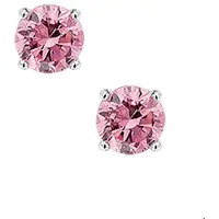 The Jewelry Collection TFT Oorknoppen Zirkonia Zilver Gerhodineerd Glanzend 6mm roze
