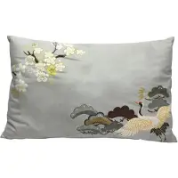 House of Nature Kussen Kraanvogel 40x60cm Grijs Glad Textiel Multi multi House of Nature