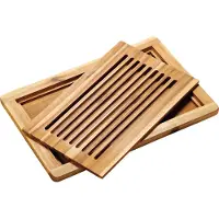 Kesper FSC Acacia Houten Broodsnijplank + Kruimelvanger | Broodplank hout met Brood Kruimel opvangbak | Brood snijplank met rooster | Snijplank voor brood | Afm. 47,5 x 32 x 2 Cm.
