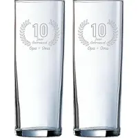 Arcoroc Gegraveerde set Longdrinkglazen 31cl Opa + Oma 10 jaar getrouwd