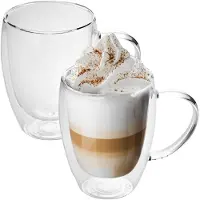 Intirilife 2x dubbelwandig thermo glas set in 300 - 400ml - koffiemok geïsoleerd latte macchiato thee glas koffie glas
