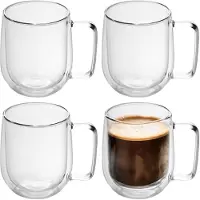 Intirilife 4x dubbelwandig thermoglas set in 250 ml - koffiemok geïsoleerd latte macchiato theeglas koffieglas