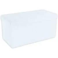 Intirilife opvouwbare kruk 76x38x38 cm in snow white bank stoel met opbergruimte en deksel van stof opbergbox kist