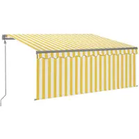 vidaXL Automatische markies met rolluik, LED-verlichting en windsensor, 3,5 x 2,5 meter, geel/wit