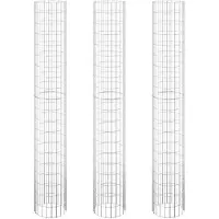 vidaXL Gabionen-verhoogde plantbakken, 3 stuks, rond, verzinkt staal, Ø30x200 cm