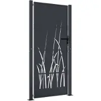 vidaXL Poort 100x200 cm met grasontwerp staal antracietkleurig