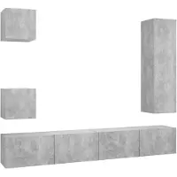 DKD Home Decor 5-delige Tv-meubelset bewerkt hout betongrijs