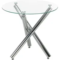 HOMCOM Eettafel, rond blad van gehard glas, randloos ontwerp, voor 2-4 personen, stalen poten, 80 x 80 x 74 cm