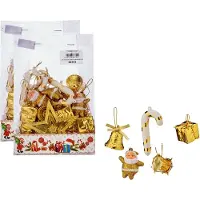 Krist+ 48x stuks kunststof kerstornamenten inclusief piek goud voor een mini kerstboom