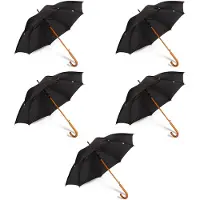 Merkloos 5x Paraplu aluminium Polyester aantal ribben: 8 Stevige paraplu 102 cm Diameter Veilig Desig Automatische