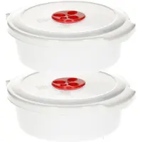 PlasticForte Magnetronschaal met deksel/ventiel - 3x - 1,5L - wit - kunststof